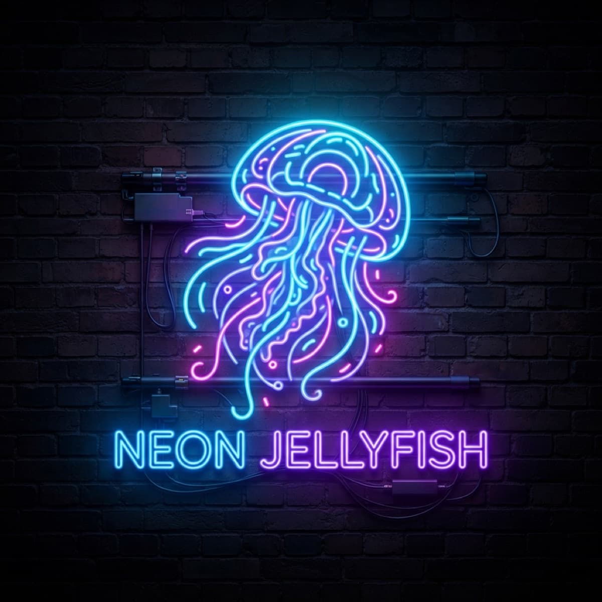 A neon jellyfish logo — generated with Nano Banana 2 Lite