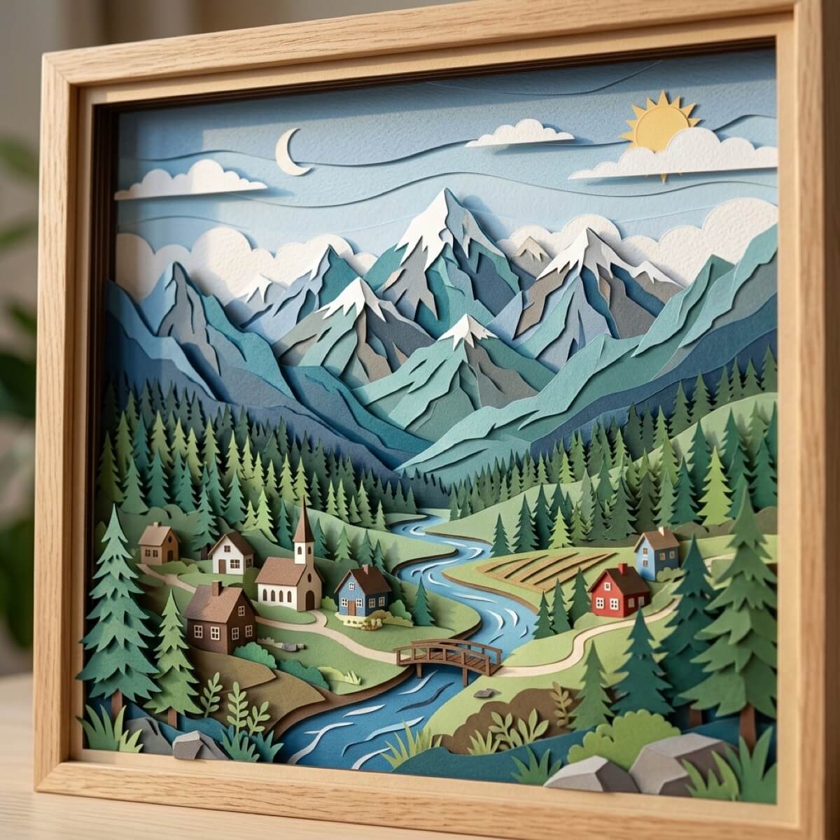 A paper-cut mountain landscape — generated with Nano Banana 2