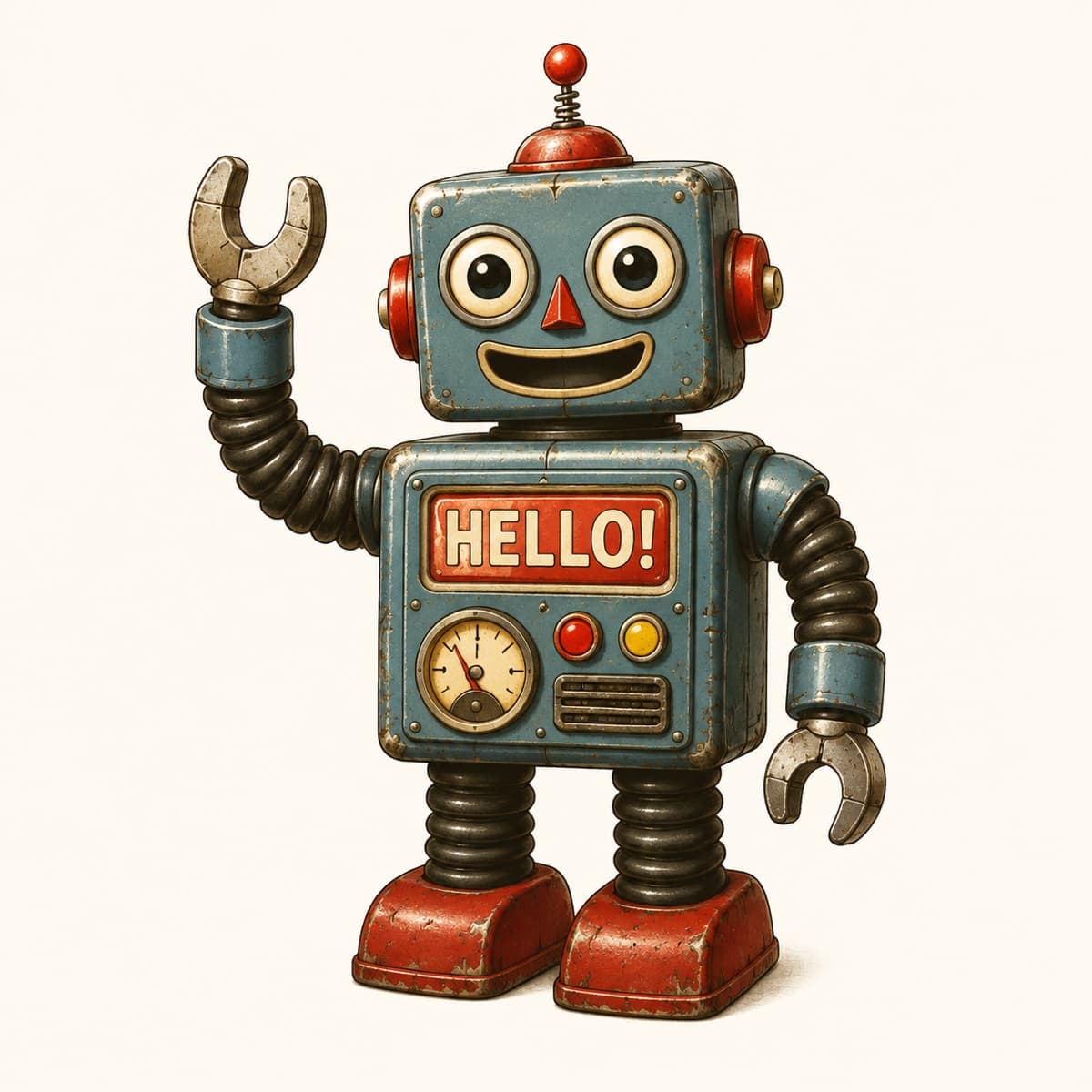 A retro robot mascot waving — generated with GPT Image 2